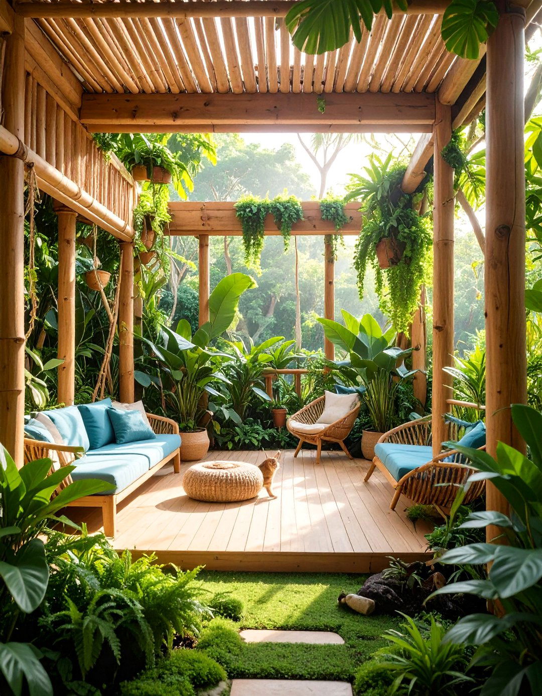 Tropical Jungle Catio Oasis - 25 Outdoor Catio Ideas