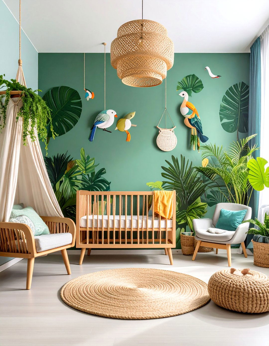 Tropical Jungle Theme Wall - 25 Nursery Wall Decor Ideas