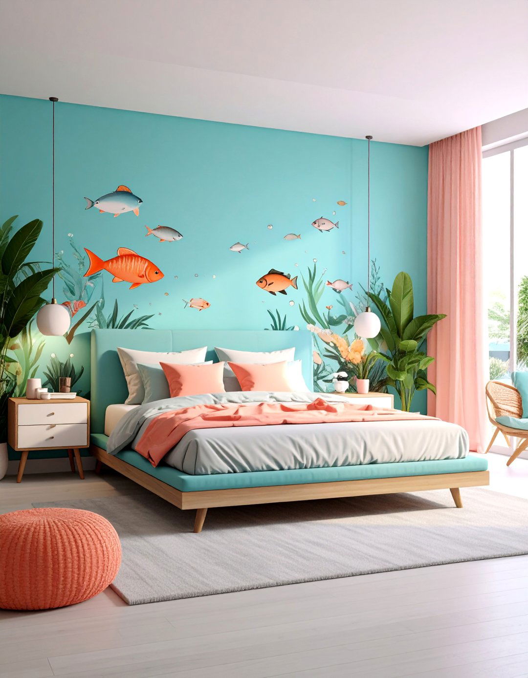 Tropical Lagoon Bright Mermaid Bedroom - 25 Underwater Mermaid Bedroom Ideas