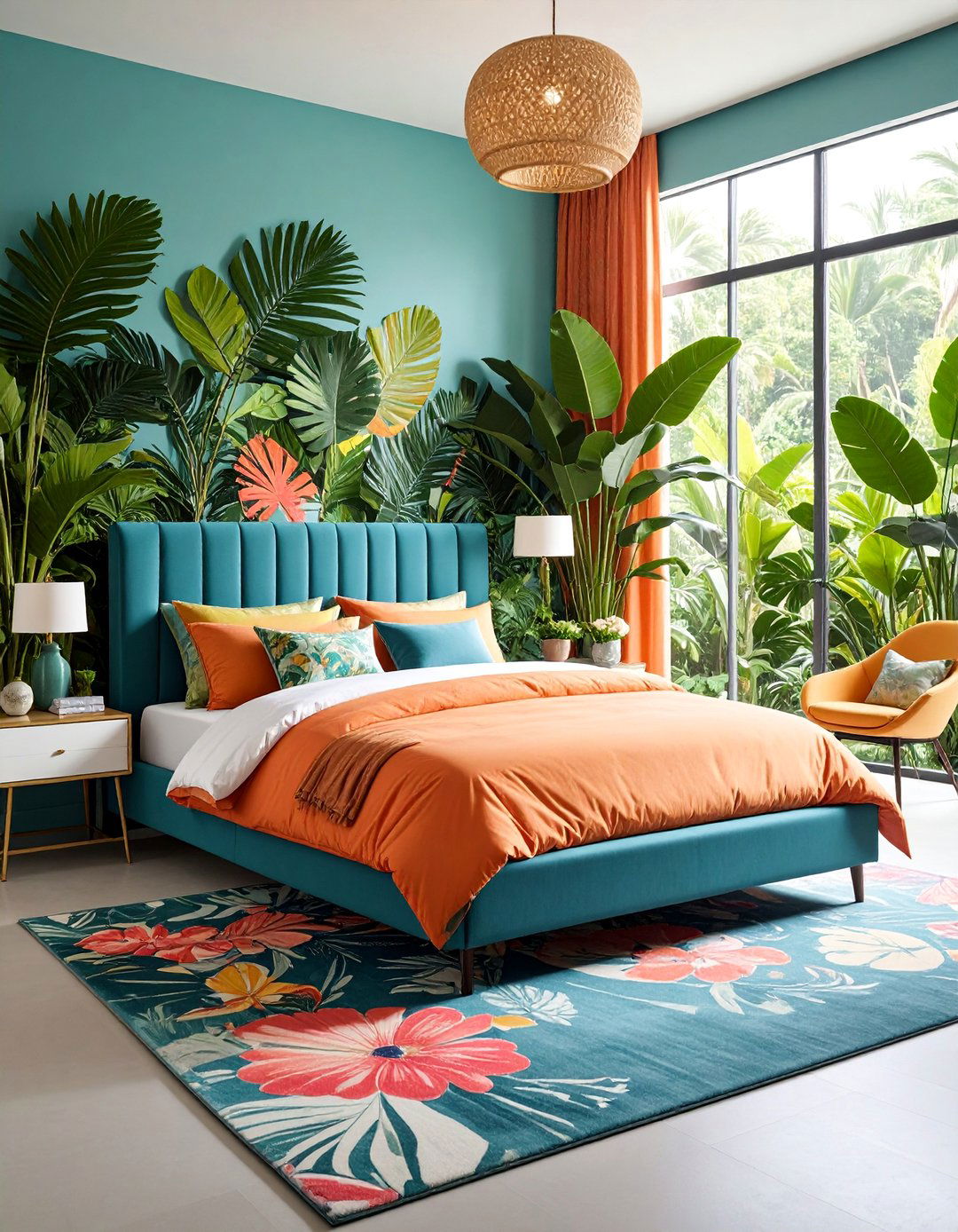 Tropical Maximalist Bedroom with Layered Patterns and Textures - 25 Tropical Bedroom Ideas