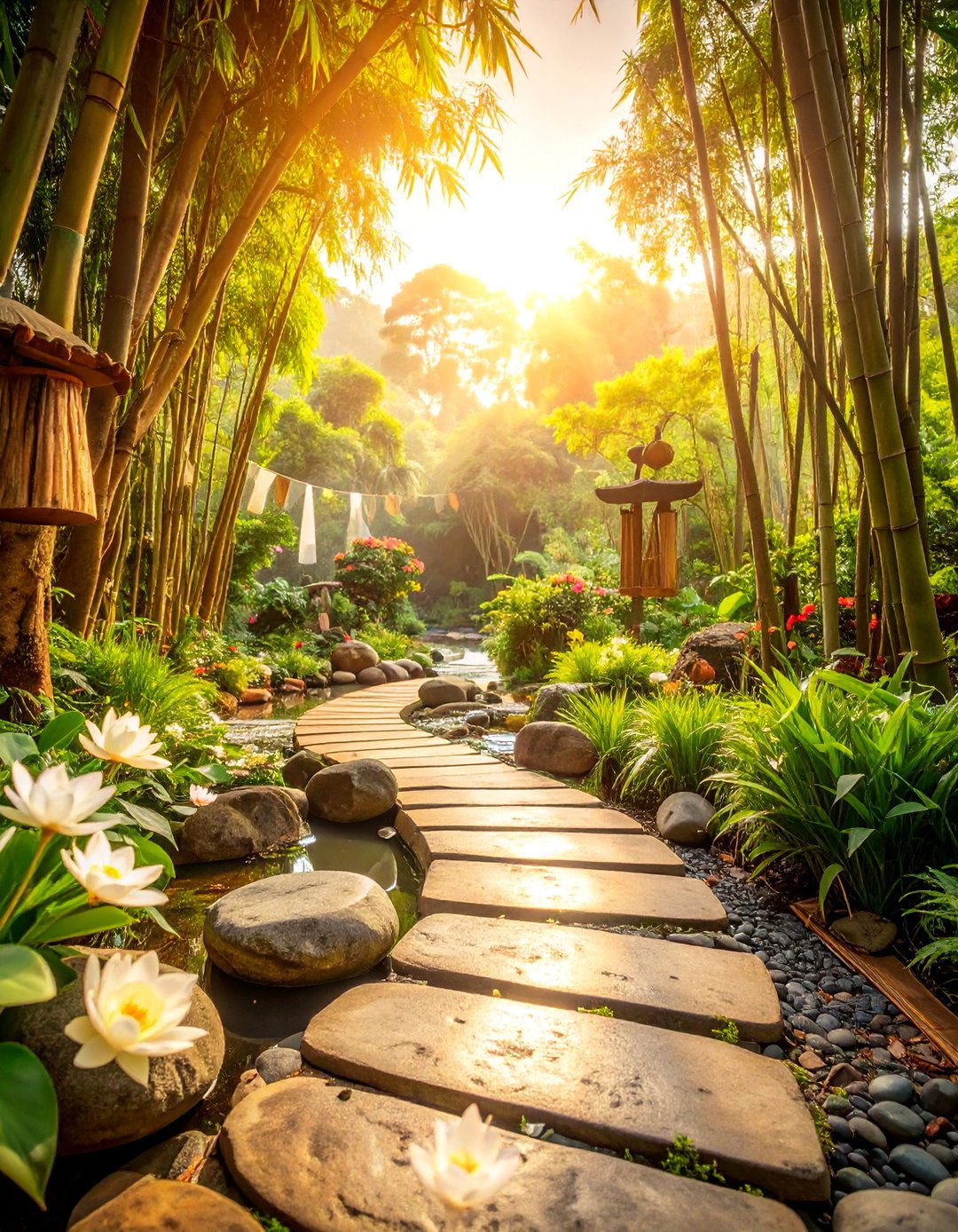 Tropical Meditation Garden with Sacred Plant Elements - 25 Tropical Landscape Ideas