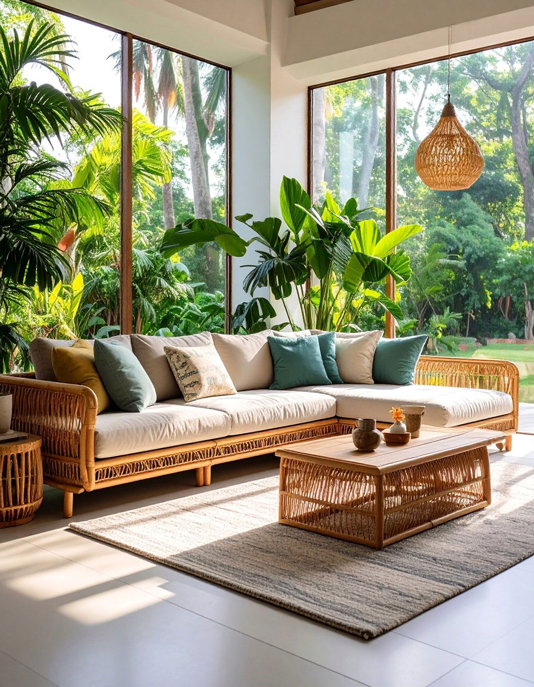 Tropical Modern Black Sectional Paradise - 25 Living Room Ideas With Black Couches