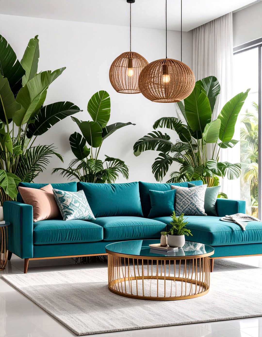 Tropical Modern Pastel Coral and Teal Oasis - 25 Pastel Living Room Ideas