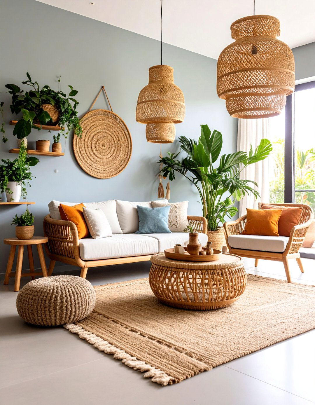 Tropical Natural Fiber Theme - 25 Earthy Living Room Decor Ideas
