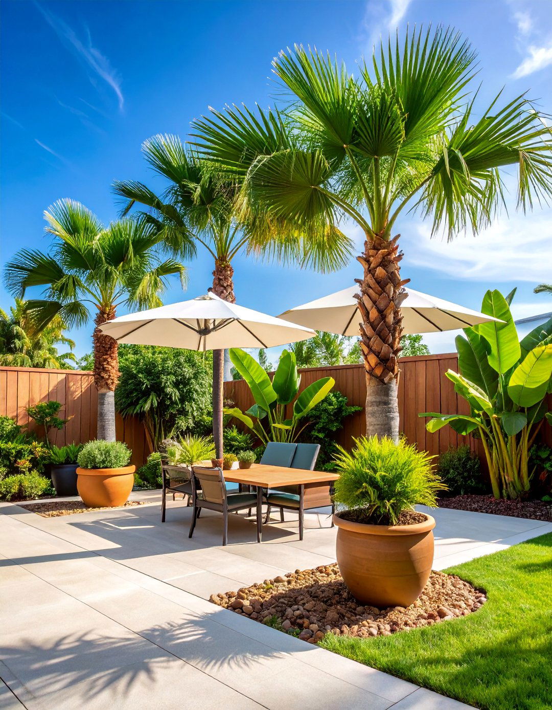 Tropical Oasis Palm Garden - 25 Low Maintenance Backyard Landscaping Ideas