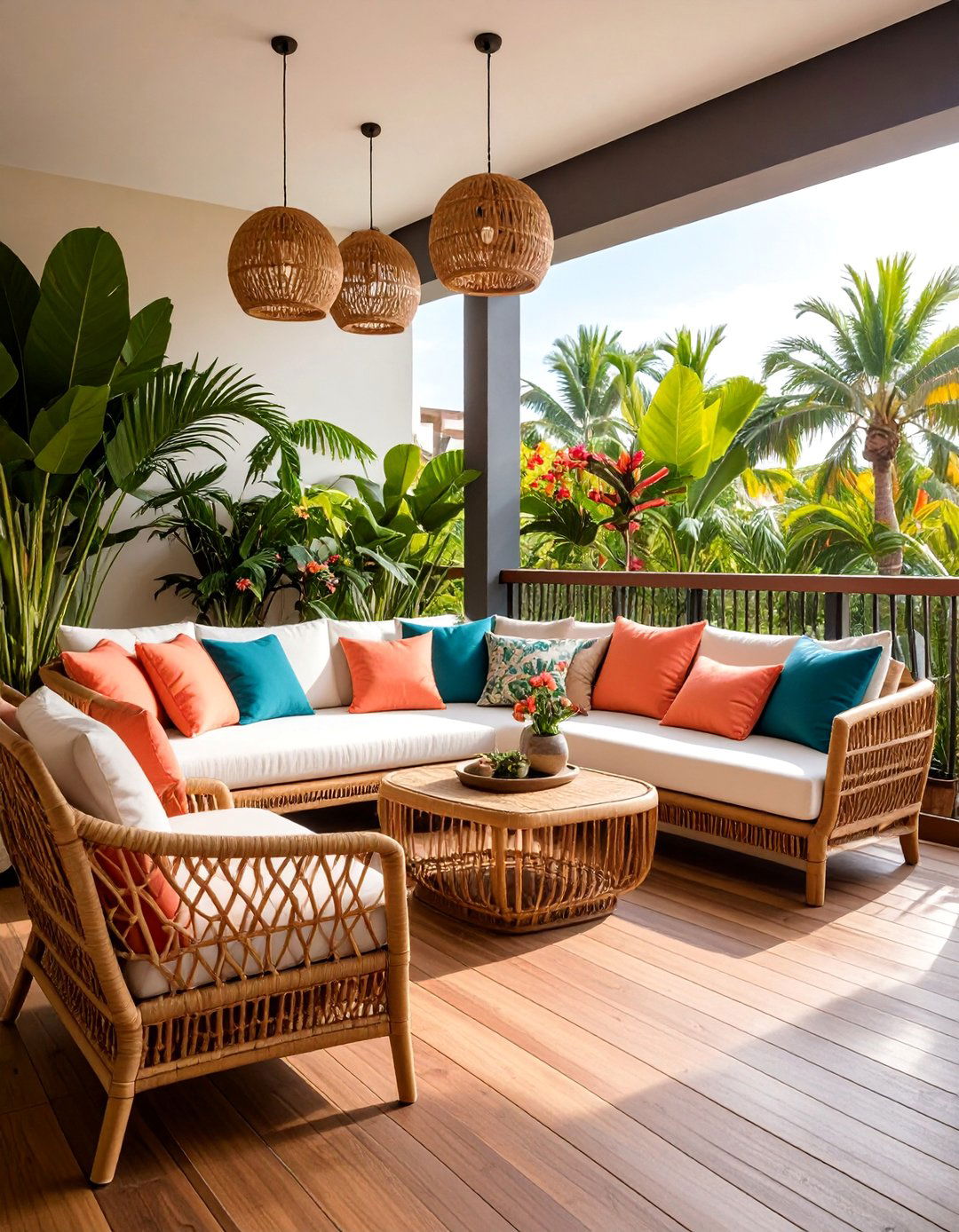 Tropical Oasis with Bamboo Privacy - 25 Second Story Balcony Ideas