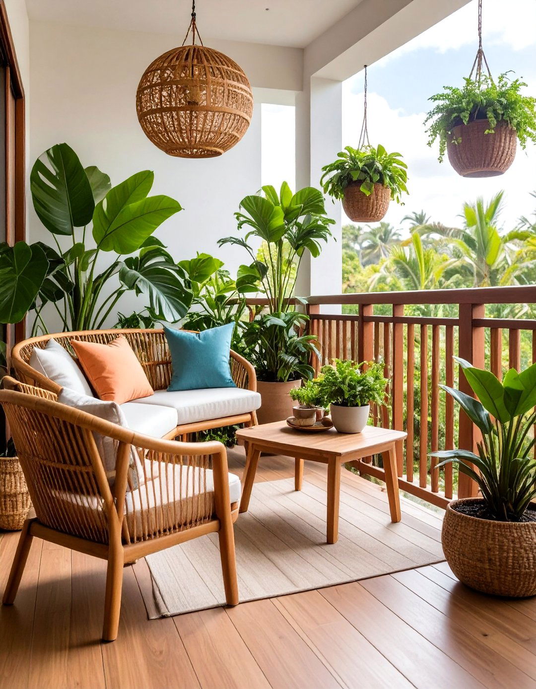 Tropical Oasis with Lush Greenery - 25 Balcony Ideas