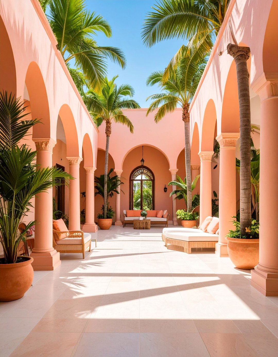 Tropical Palm Leaf Paradise - 25 Painted Concrete Patio Ideas