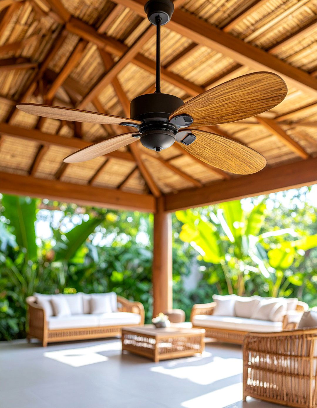 Tropical Palm Leaf Patio Fan Design - 25 Patio Fan Ideas