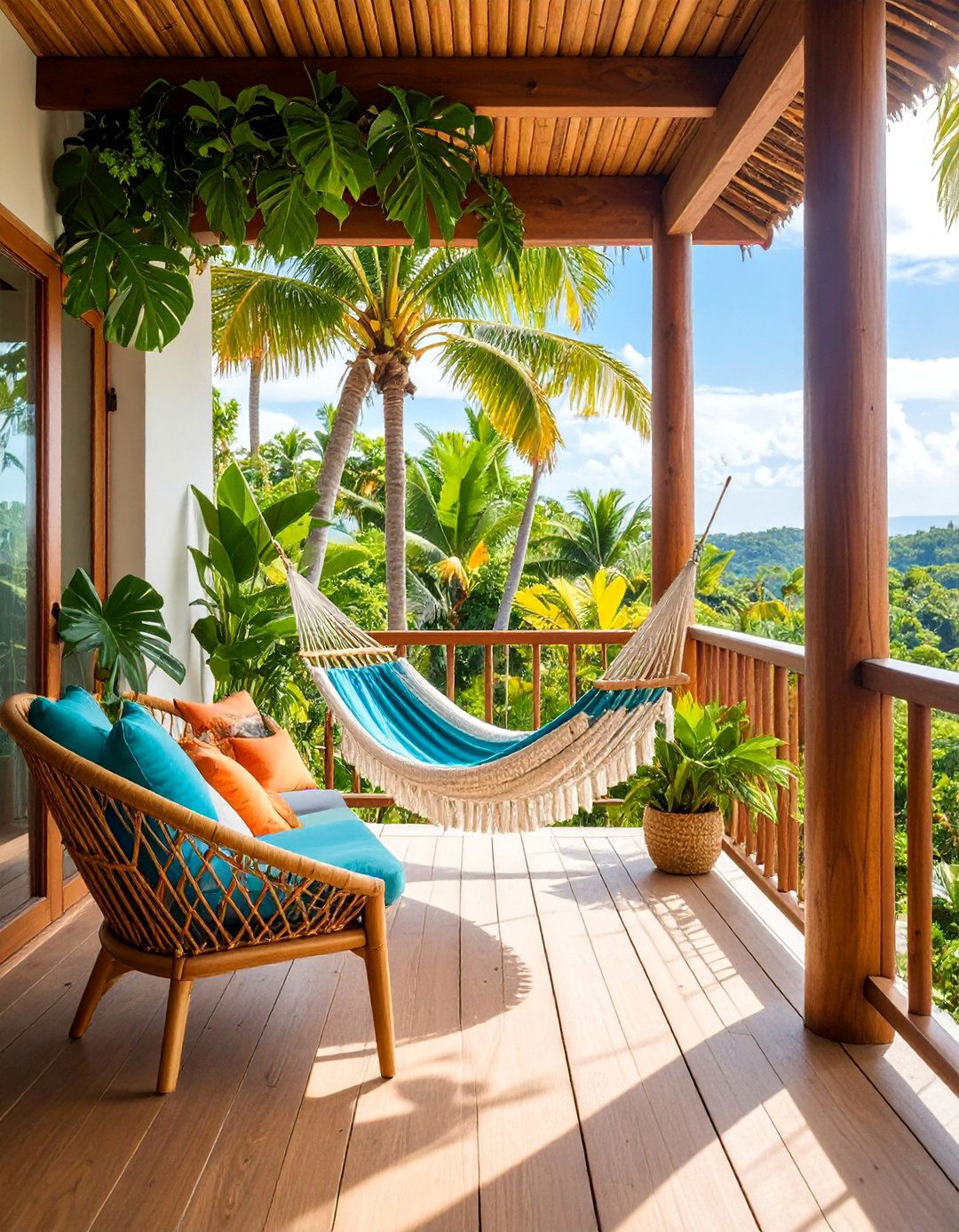 Tropical Paradise Balcony with Lush Greenery - 25 Large Balcony Ideas