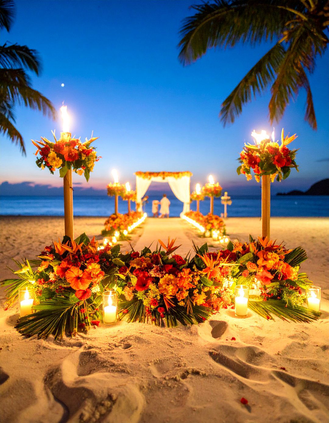 Tropical Paradise Beach Wedding with Vibrant Florals - 25 Beach Wedding Ideas