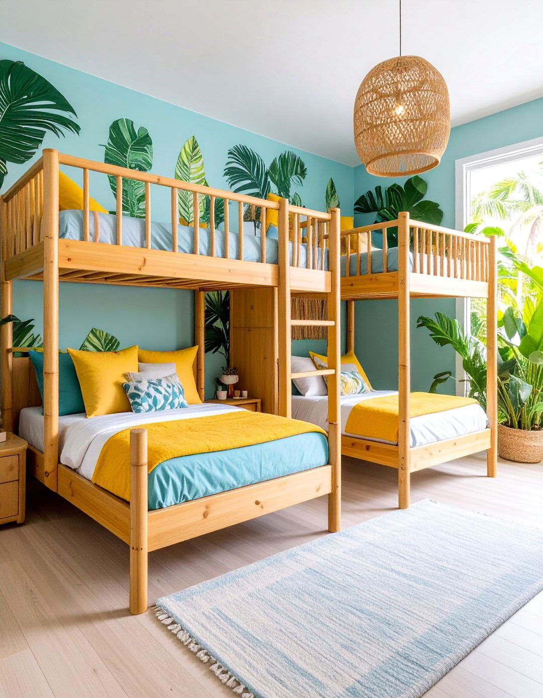 Tropical Paradise Bunk Room with Natural Textures - 25 bunk room ideas
