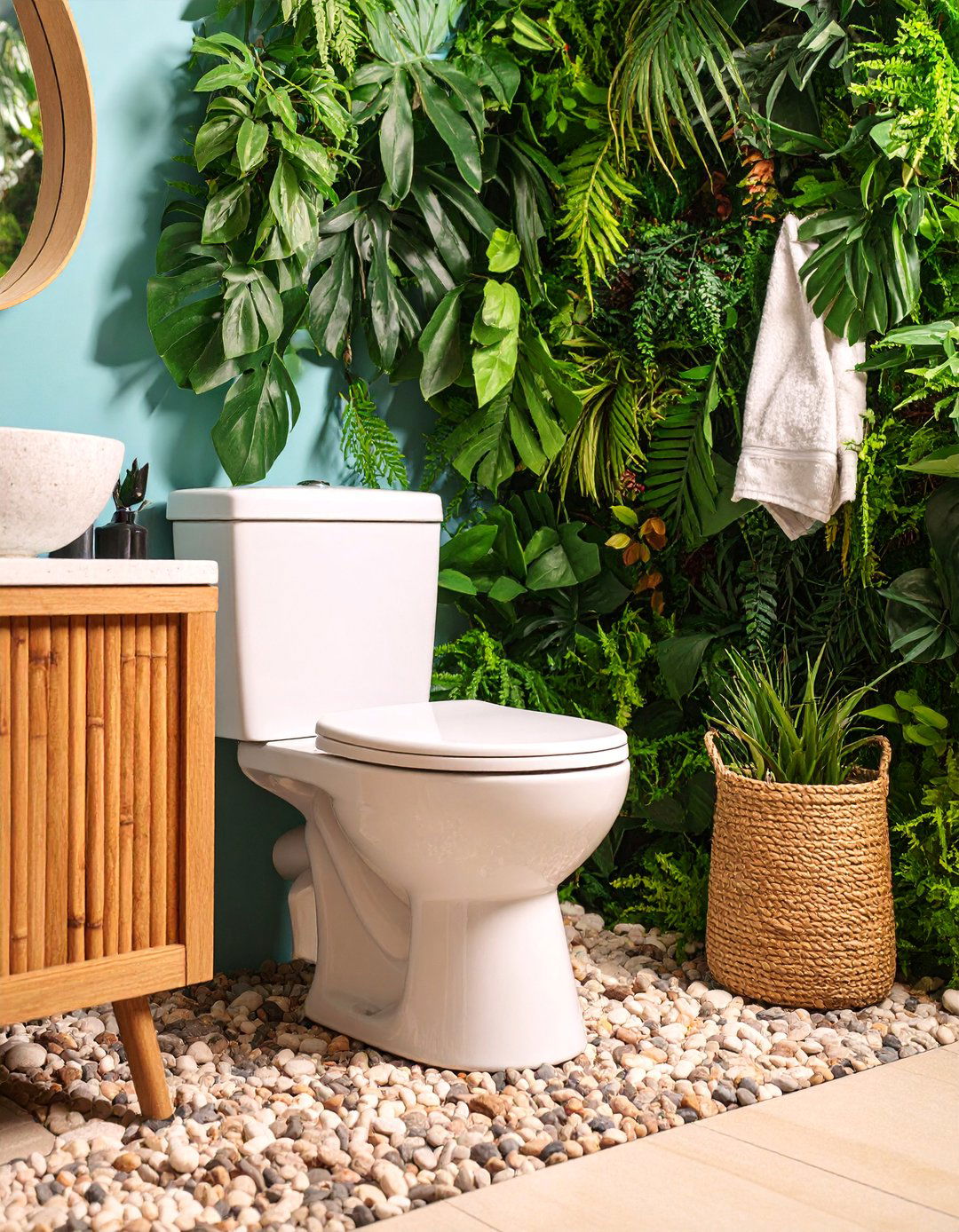 Tropical Paradise Downstairs Toilet with Natural Elements - 25 Downstairs Toilet Ideas