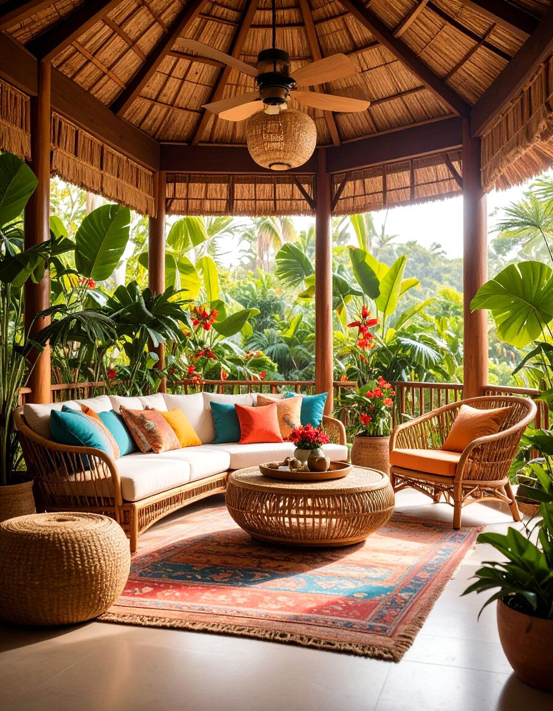 Tropical Paradise Enclosed Porch with Bamboo Features - 25 Enclosed Porch Ideas