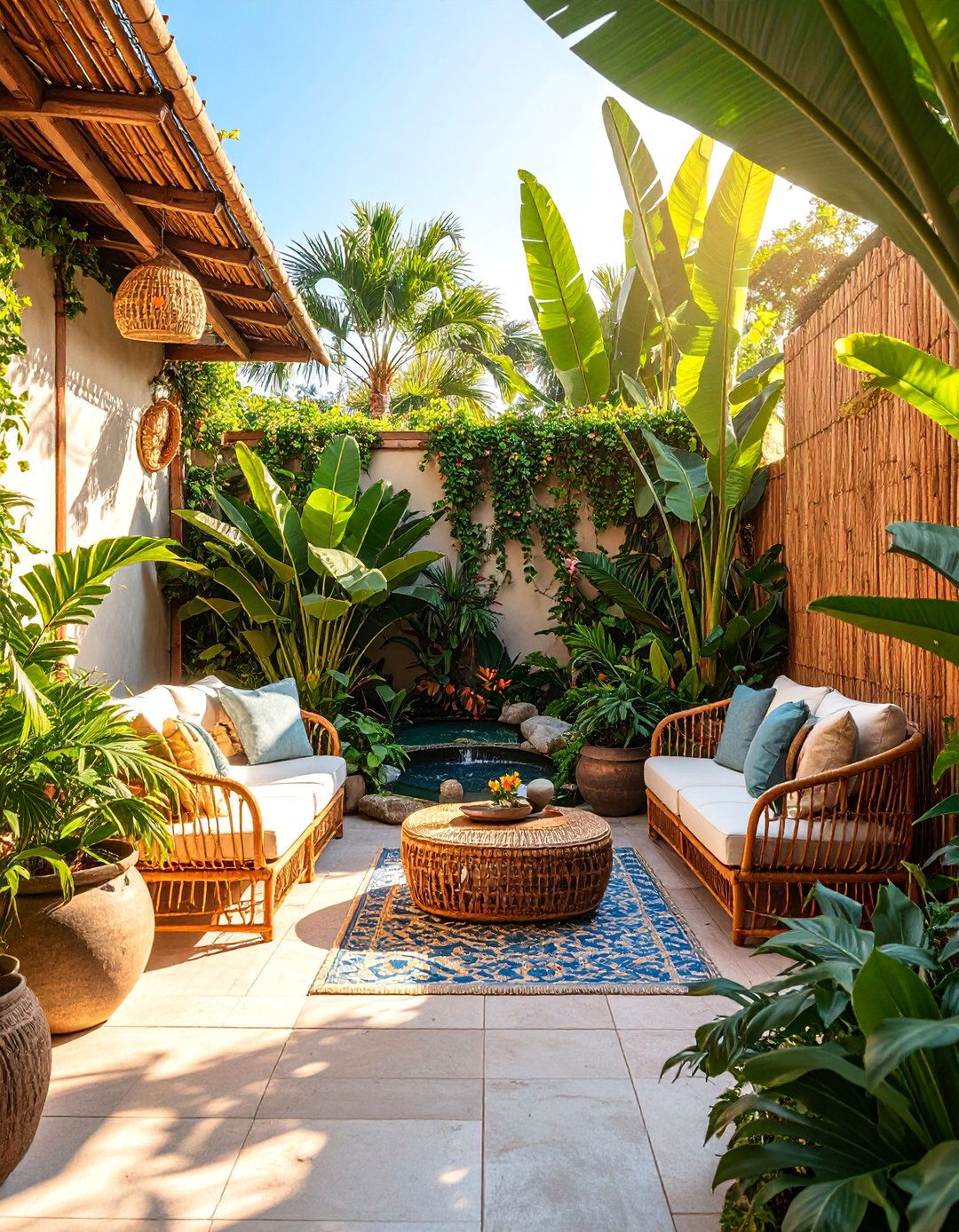 Tropical Paradise Escape - 25 Small Walled Garden Ideas
