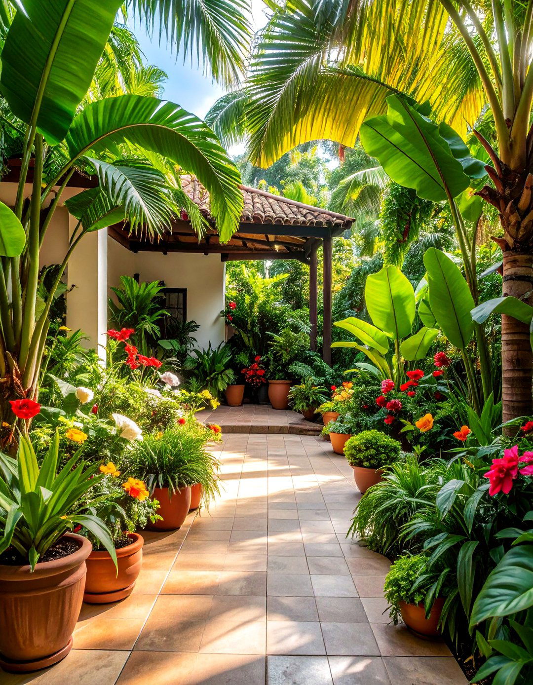 Tropical Paradise Garden - 25 Small Front Yard Landscaping Ideas