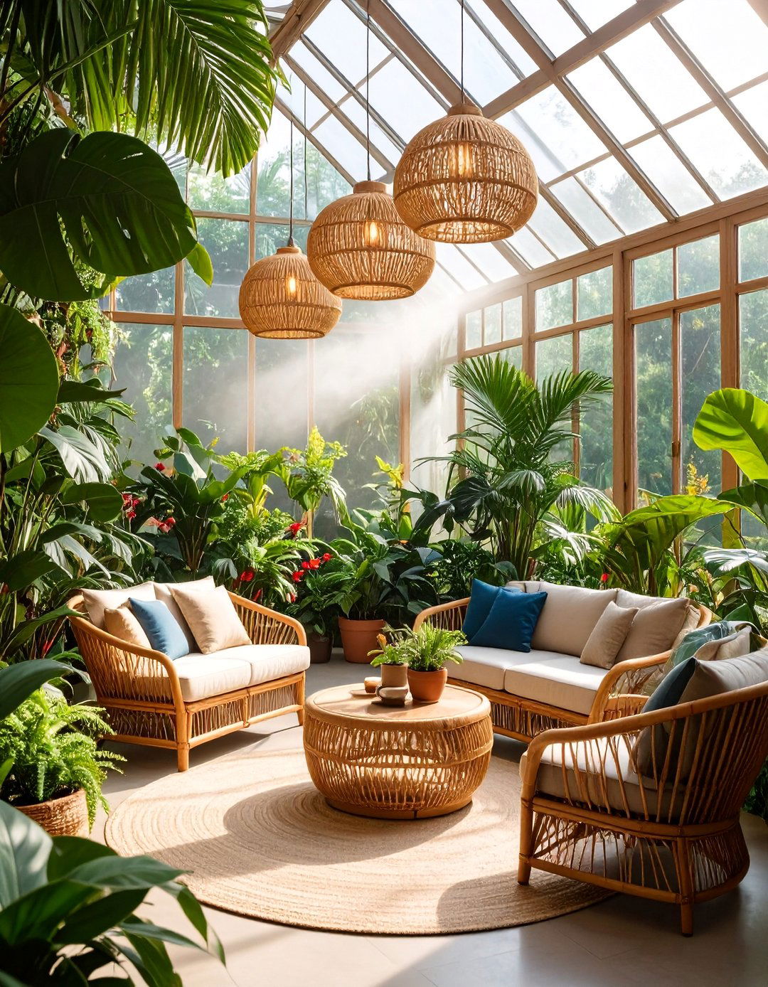 Tropical Paradise Greenhouse with Lush Jungle Vibes - 25 Greenhouse Decor Ideas