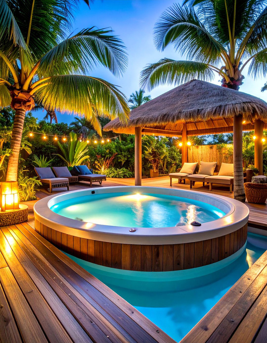 Tropical Paradise Hot Tub Oasis - 25 Hot Tub Decor Ideas