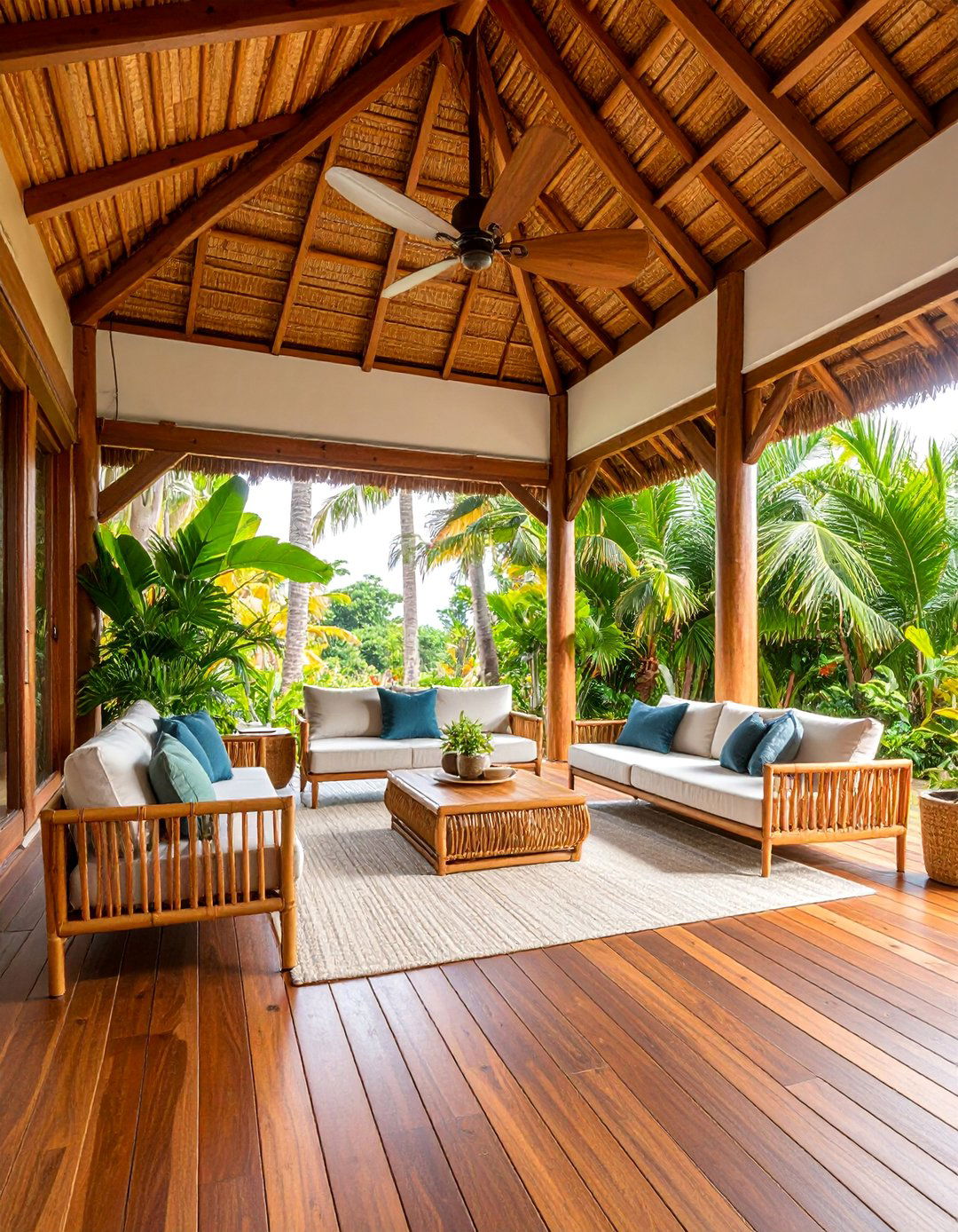 Tropical Paradise Lanai with Natural Materials - 25 Lanai Porch Ideas