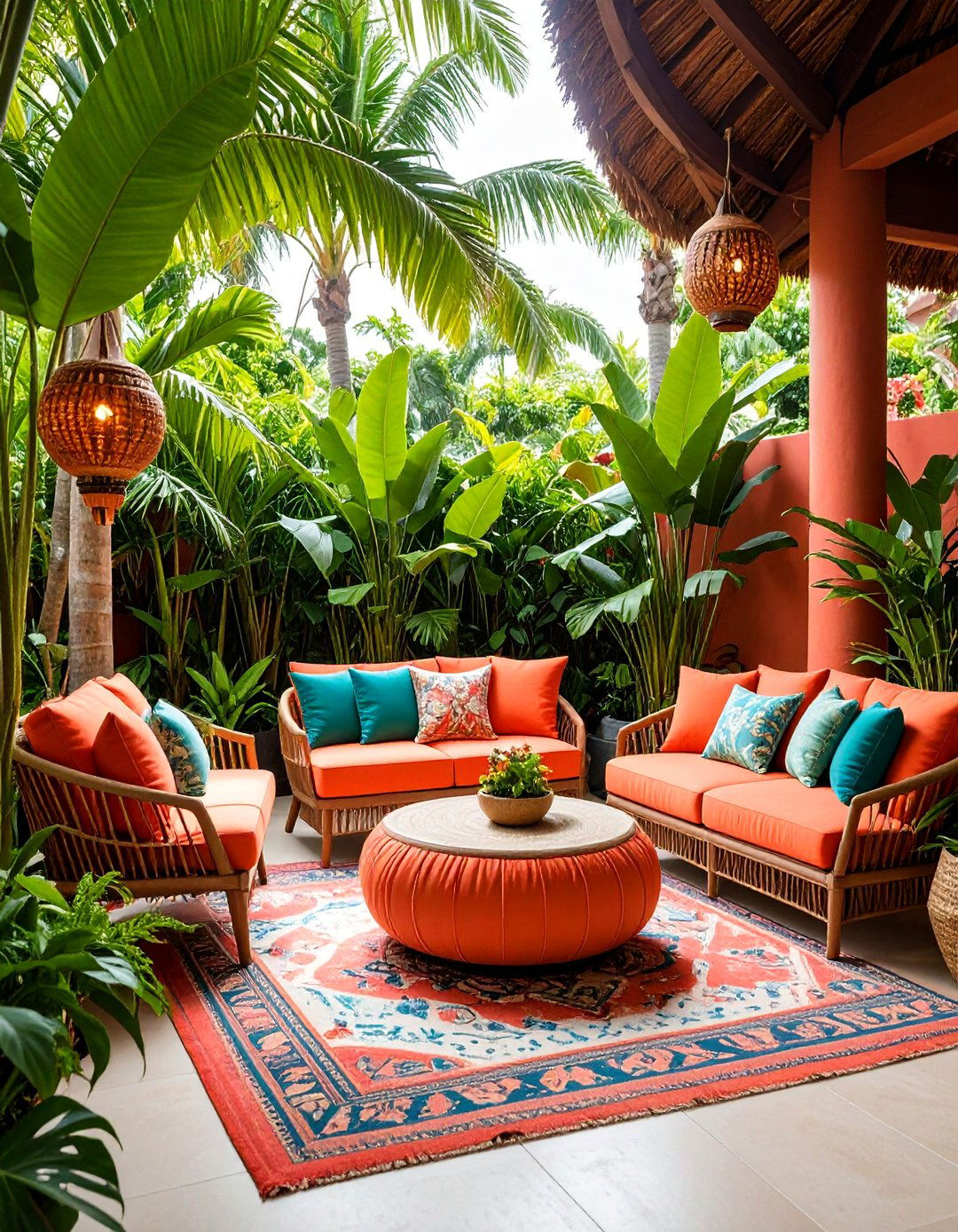 Tropical Paradise Patio with Lush Plantings - 25 Patio Decor Ideas