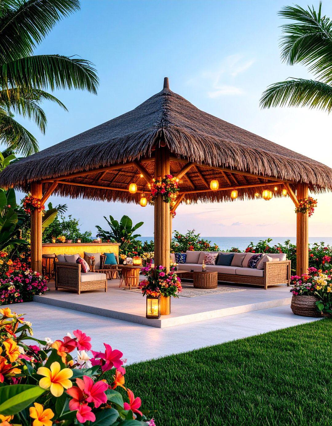 Tropical Paradise Pergola with Bamboo Accents - 25 Patio With a Pergola Ideas