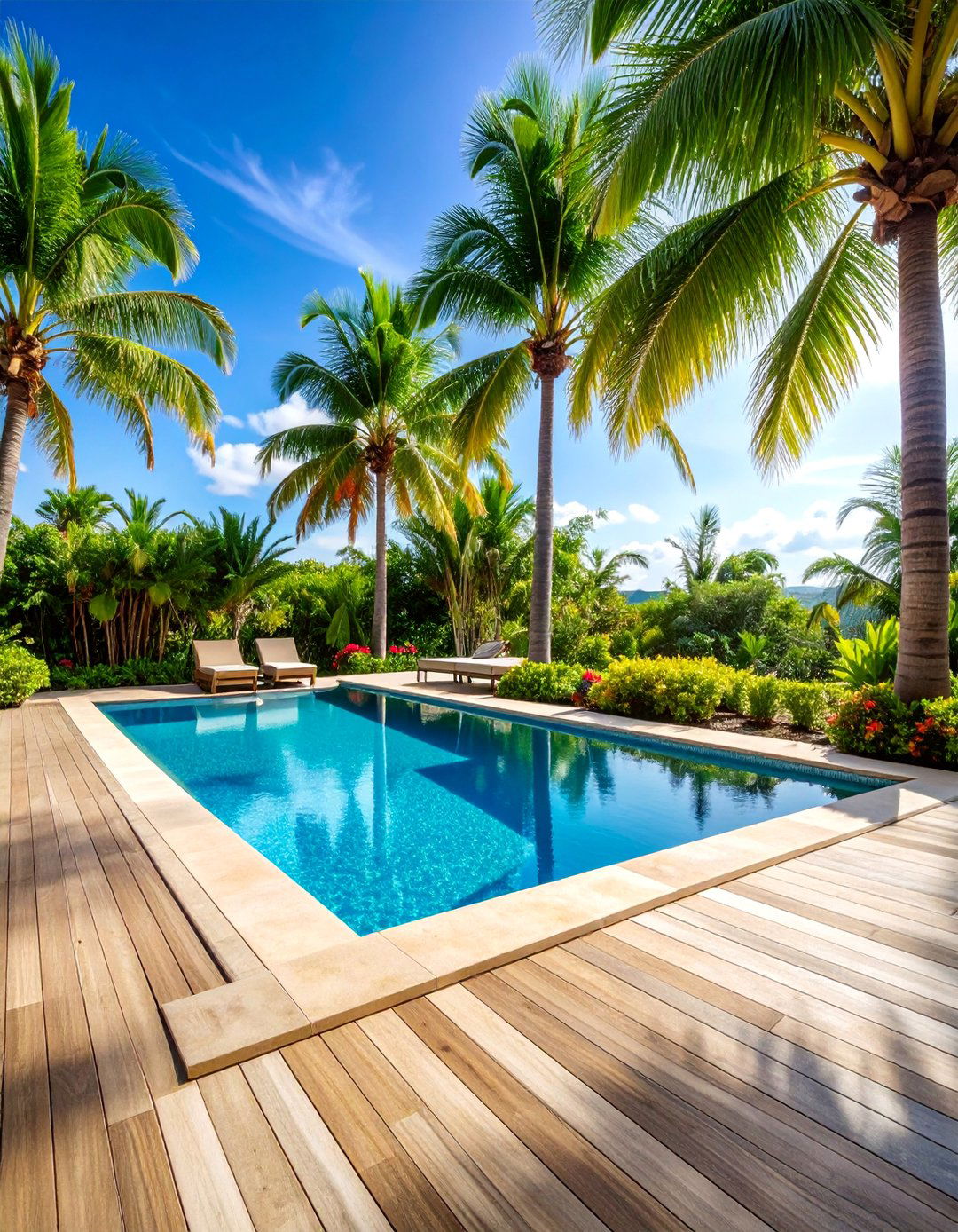 Tropical Paradise Pool Deck with Natural Stone - 25 Pool Deck Ideas