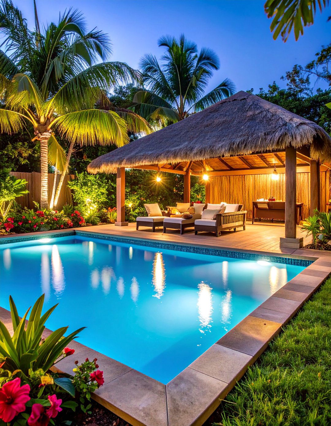 Tropical Paradise Pool with Palm Trees - 25 above ground pool ideas