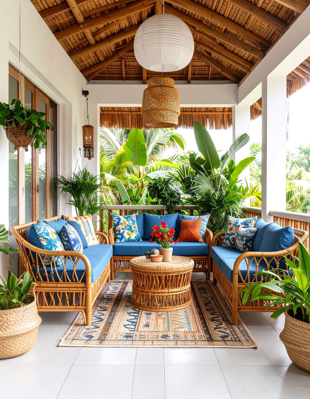 Tropical Paradise Porch with Lush Greenery - 25 Small Porch Ideas