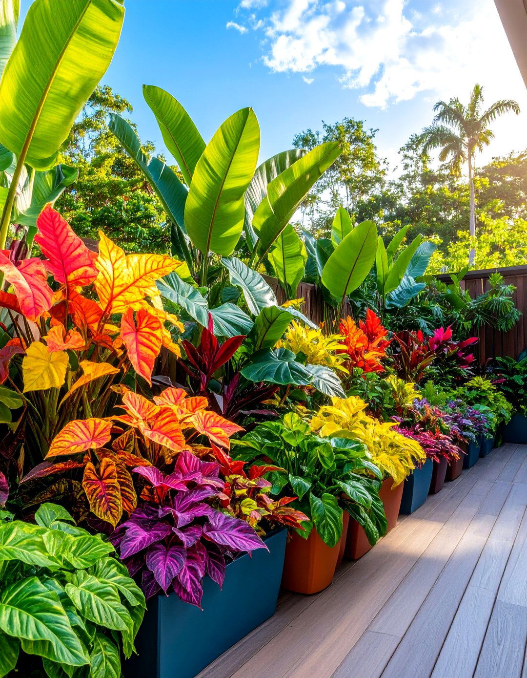 Tropical Paradise with Bold Foliage Plants - 25 Patio Plants