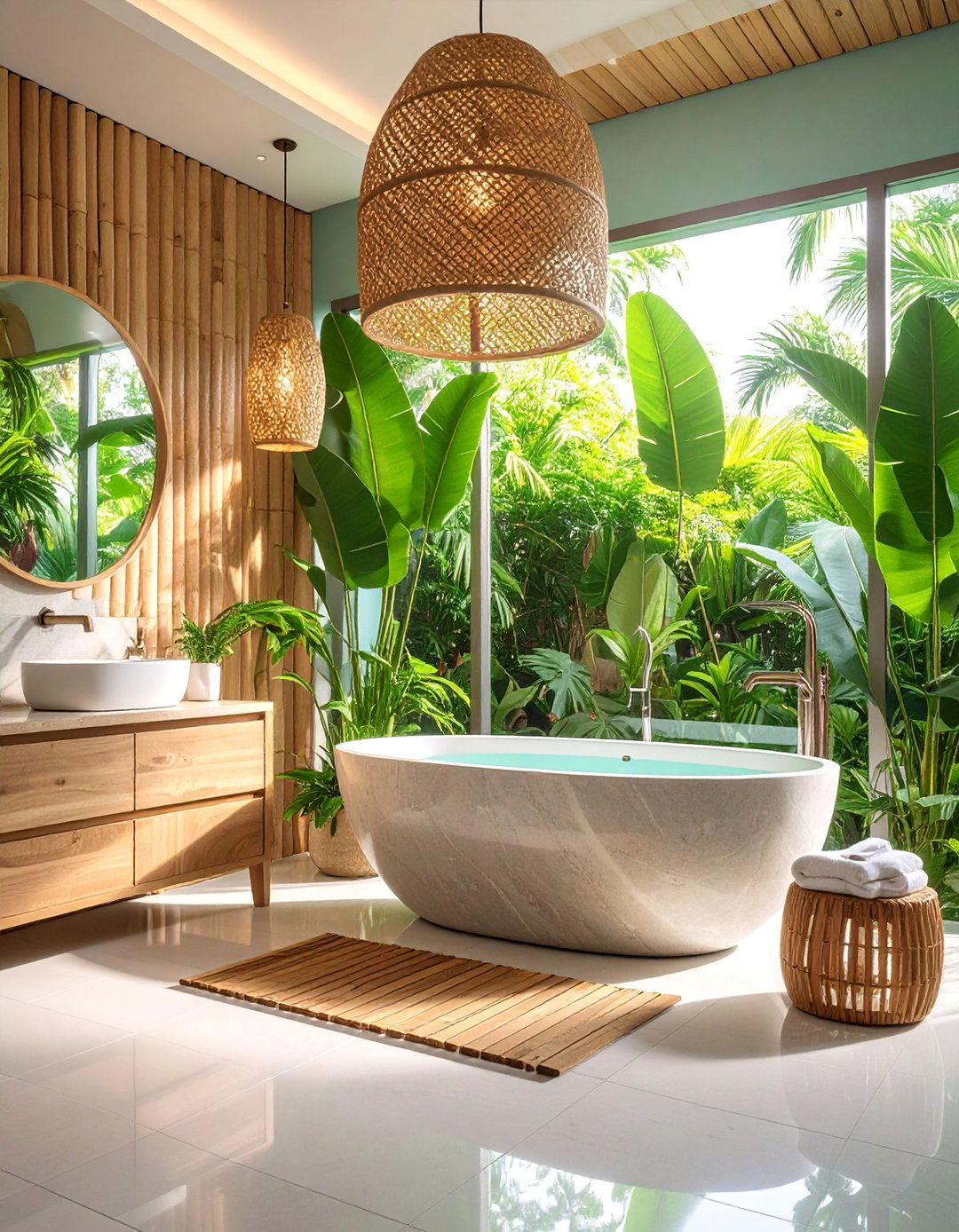 Tropical Paradise with Natural Elements - 25 Romantic Bathroom Ideas