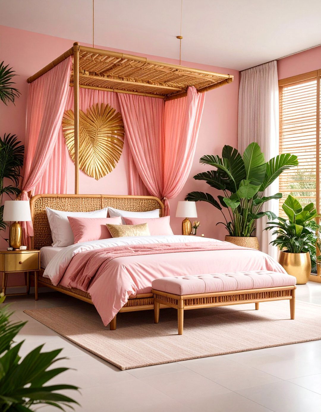Tropical Pink and Gold Paradise - 25 Pink and Gold Bedroom Ideas