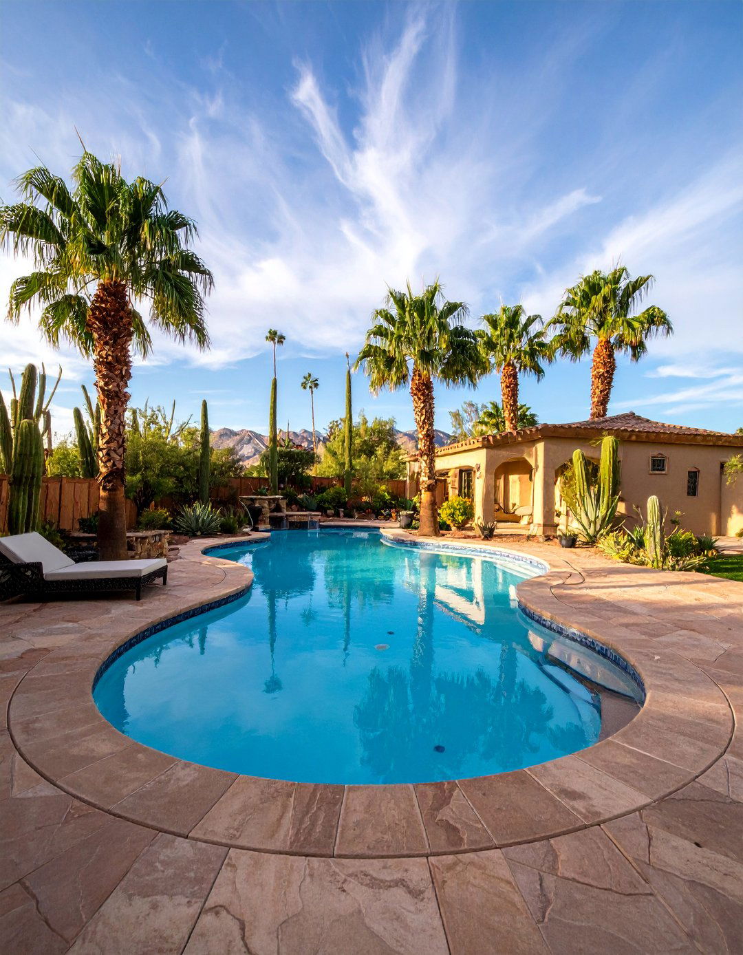 Tropical Pool Paradise with Palm Trees - 25 Arizona Backyard Ideas