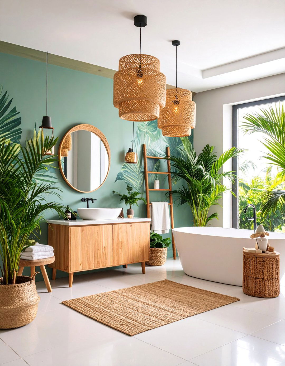 Tropical Print Maximalist Bathroom - 25 Maximalist Bathroom Design Ideas