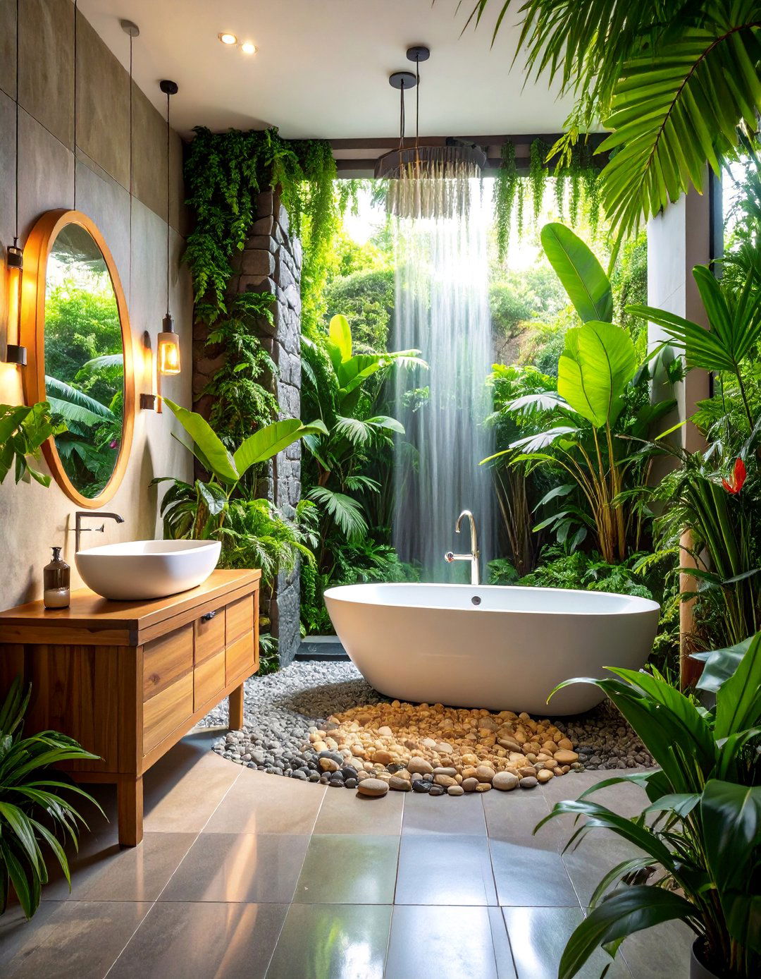 Tropical Rainforest Bathroom Sanctuary - 25 Hawaiian Interior Design Ideas