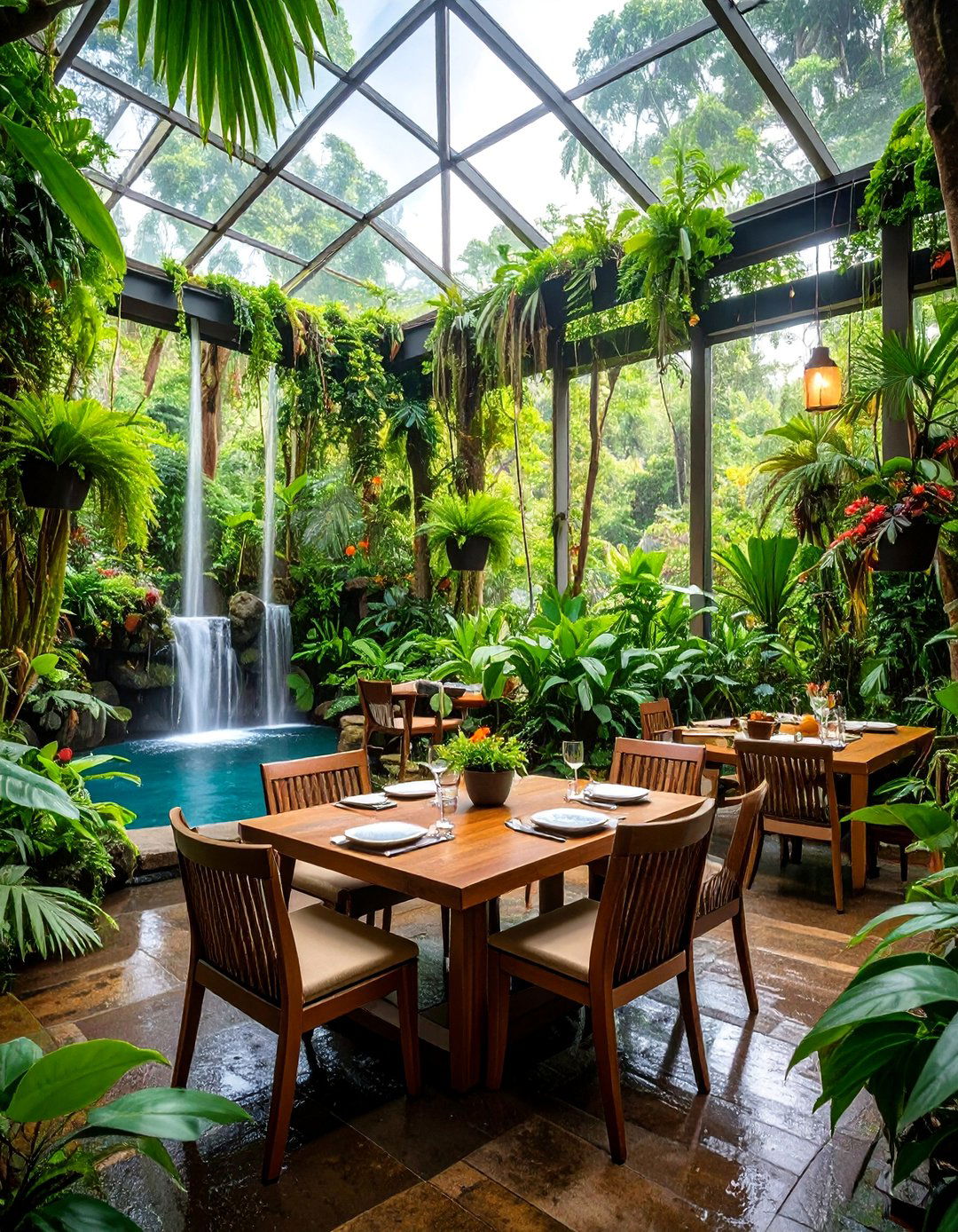 Tropical Rainforest Greenhouse Dining - 25 Greenhouse Dining Room Ideas