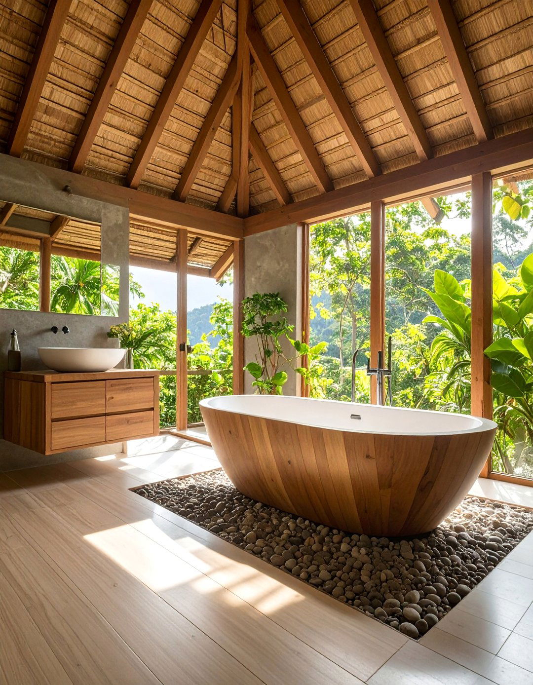 Tropical Resort Attic Bathroom with Bamboo Elements - 25 Attic Bathroom Ideas