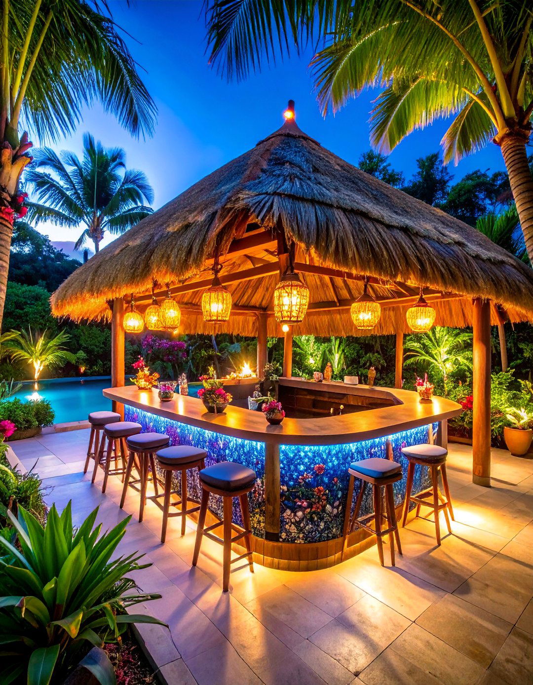 Tropical Resort Tiki Bar Kitchen - 25 Luxury Outdoor Kitchen Ideas