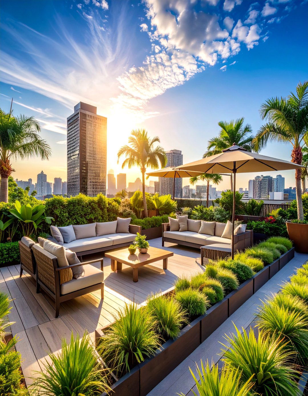 Tropical Rooftop Garden with Container Growing Systems - 25 Tropical Landscape Ideas