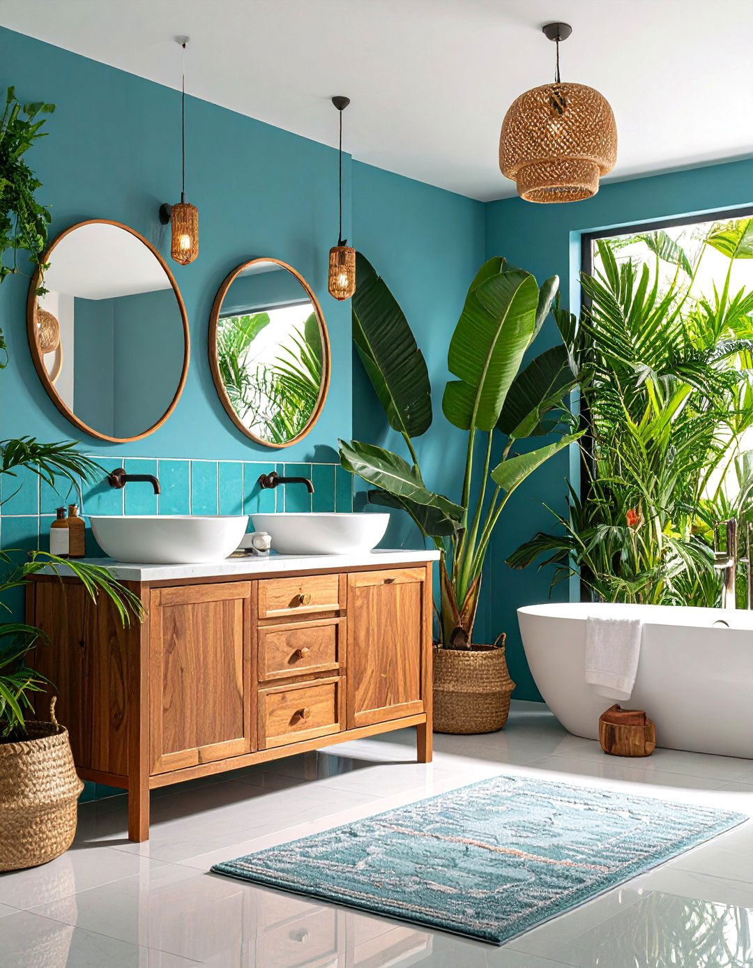 Tropical Teal Paradise Bathroom - 25 Teal Bathroom Ideas