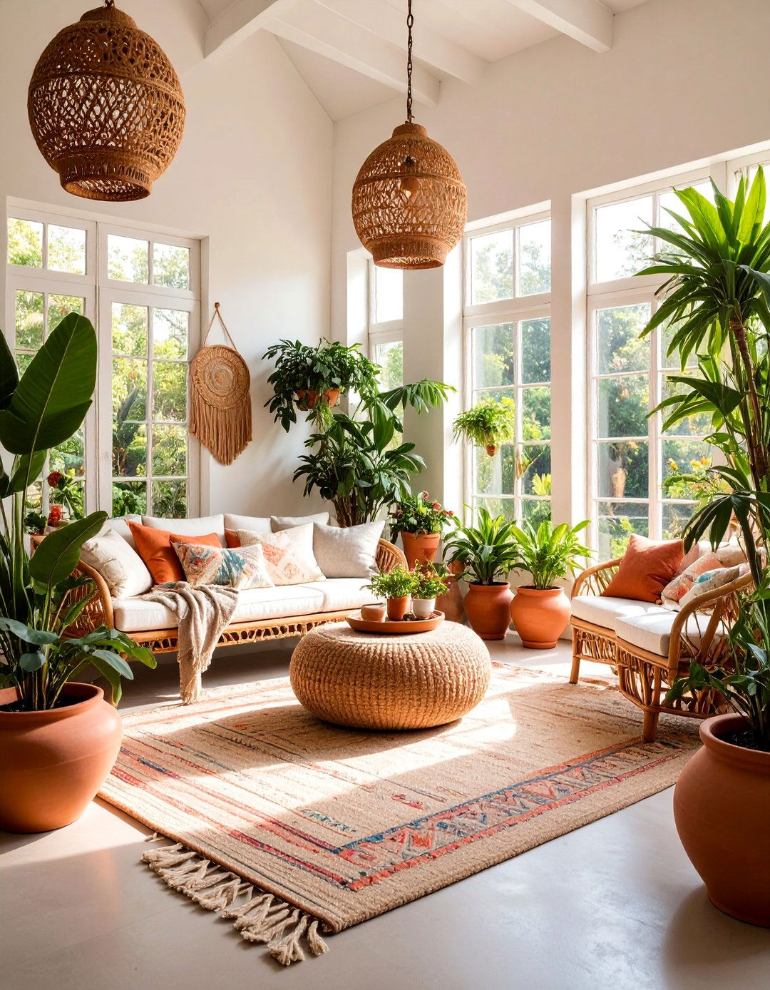 Tropical Terracotta Sunroom with Natural Materials - 25 terracotta home decor ideas