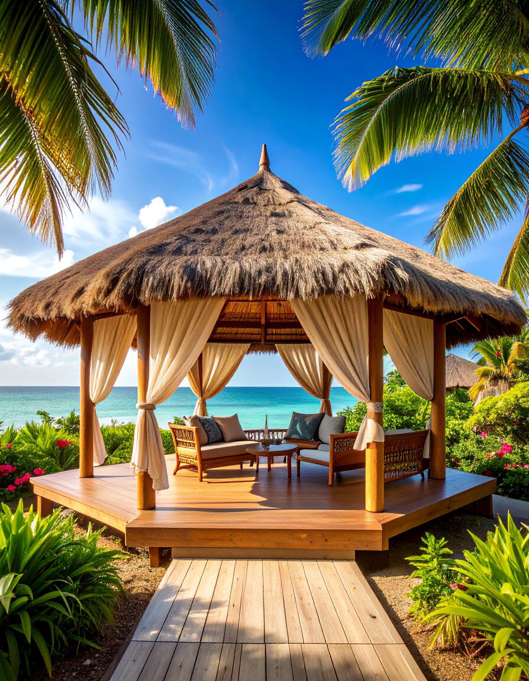 Tropical Thatched Roof Outdoor Pavilion - 25 Outdoor Pavilion Ideas