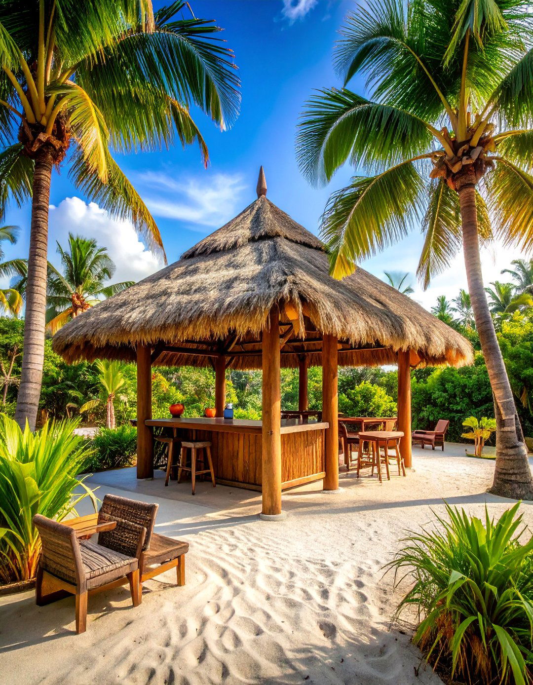 Tropical Tiki Bar Gazebo with Bamboo Features - 25 Backyard Gazebo Ideas