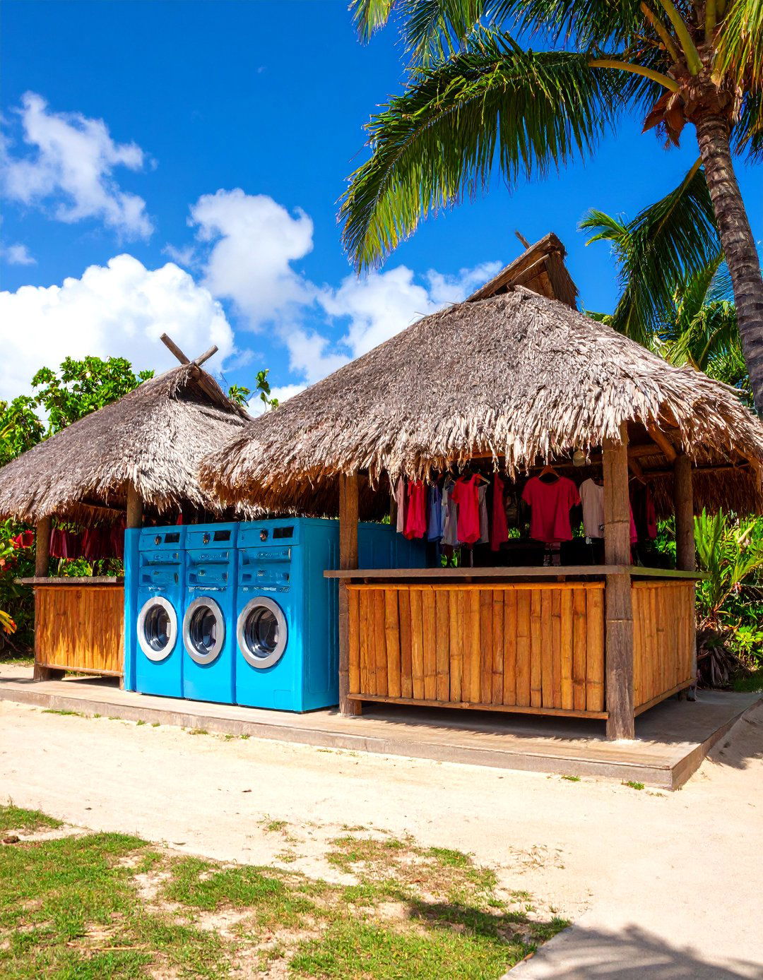Tropical Tiki Bar Laundry Station - 25 Outdoor Laundry Area Design Ideas