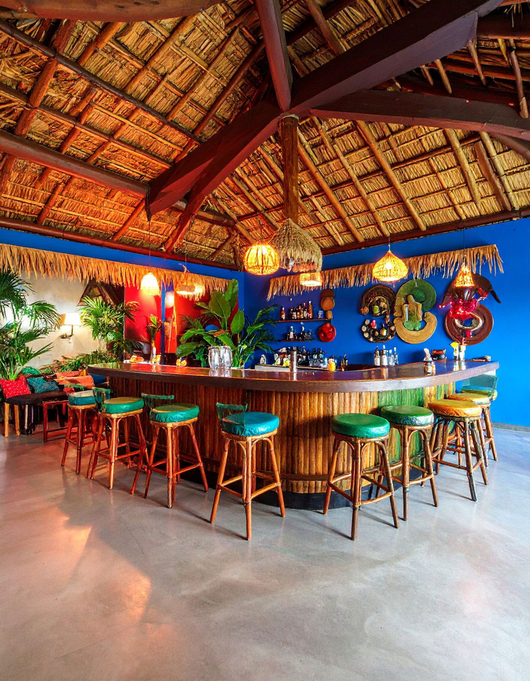 Tropical Tiki Bar with Bamboo Accents - 25 Basement Ideas