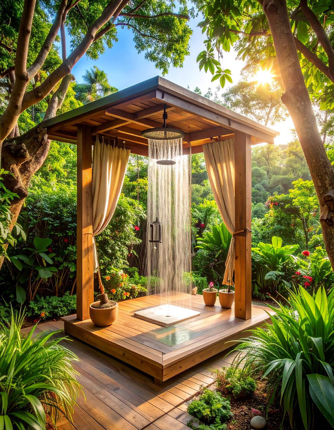 Tropical Treehouse Style Shower - 25 Outdoor Shower Ideas