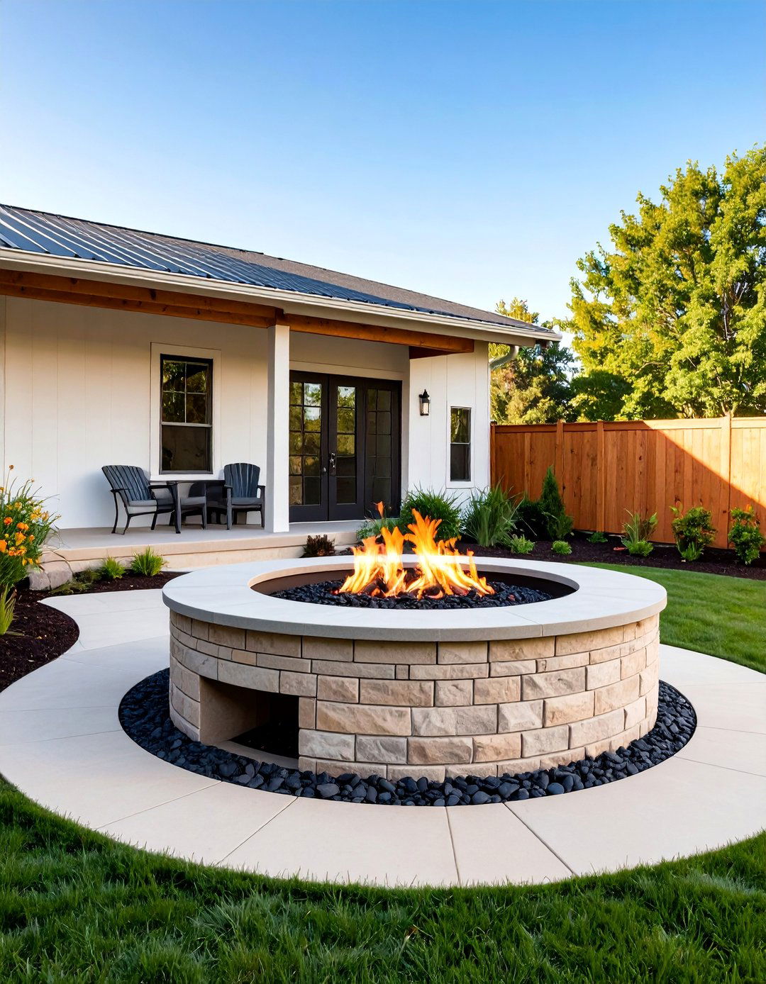 Truck Rim Fire Pit with Concrete Block Base - 25 Truck Rim Fire Pit Ideas