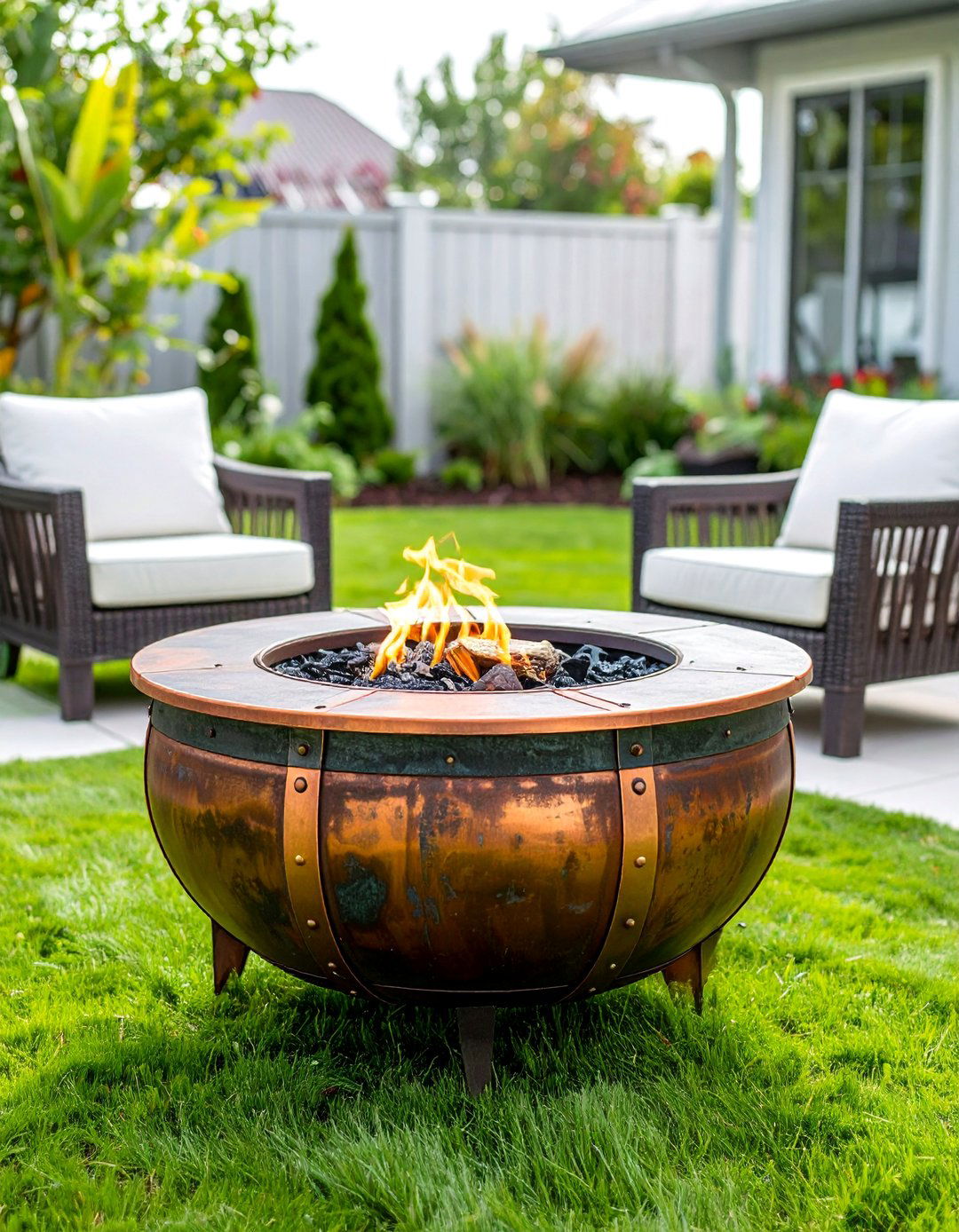 Truck Rim Fire Pit with Decorative Copper Accents - 25 Truck Rim Fire Pit Ideas