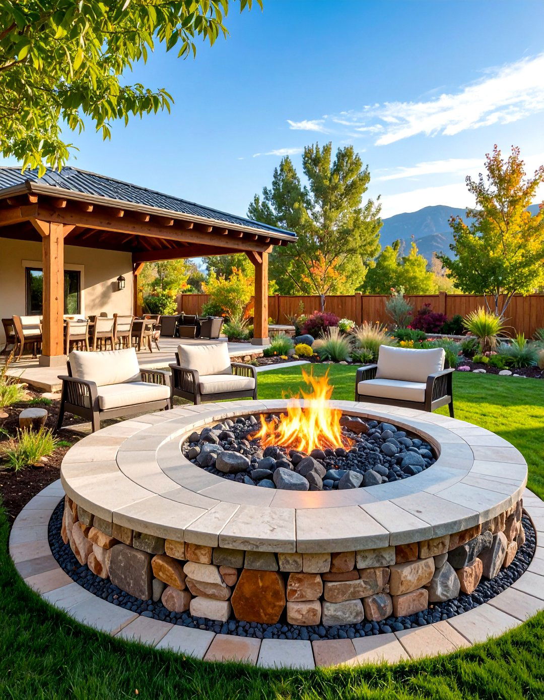 Truck Rim Fire Pit with Lava Rock Fire Bed - 25 Truck Rim Fire Pit Ideas