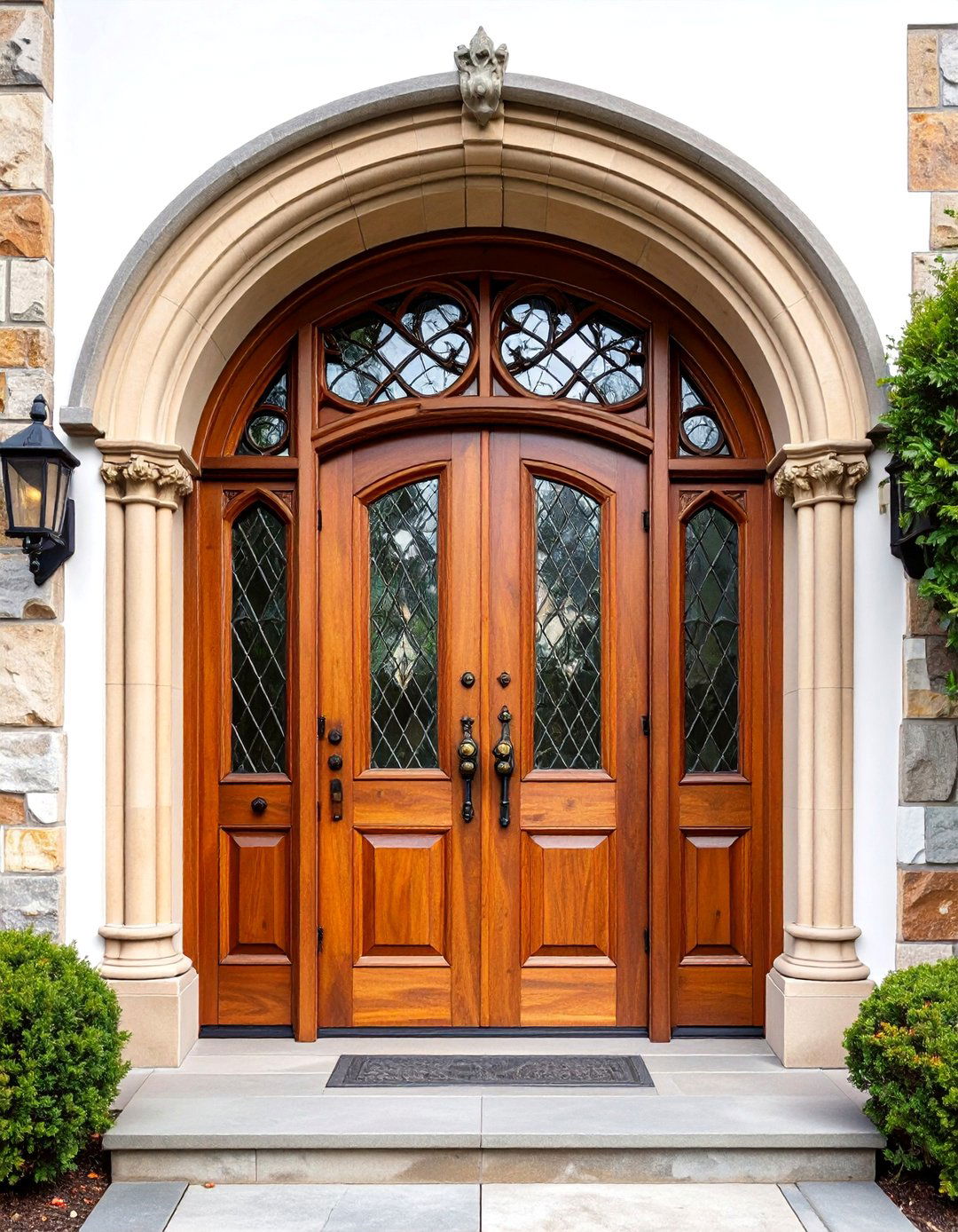Tudor Gothic Door with Diamond Glass Panes - 25 Gothic Front Door Ideas