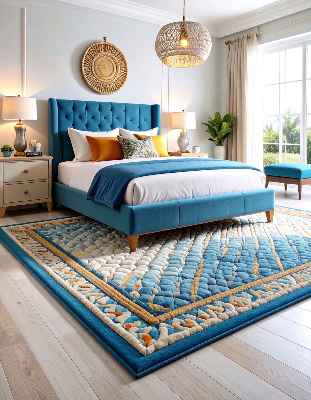 Tufted Bedroom Rug with Raised Pattern Elements - 25 bedroom rug ideas